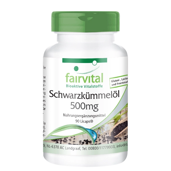 Schwarzkümmelöl 500mg Kapseln - 90 LiCaps® - Hochdosiert und Vegan | Fairvital