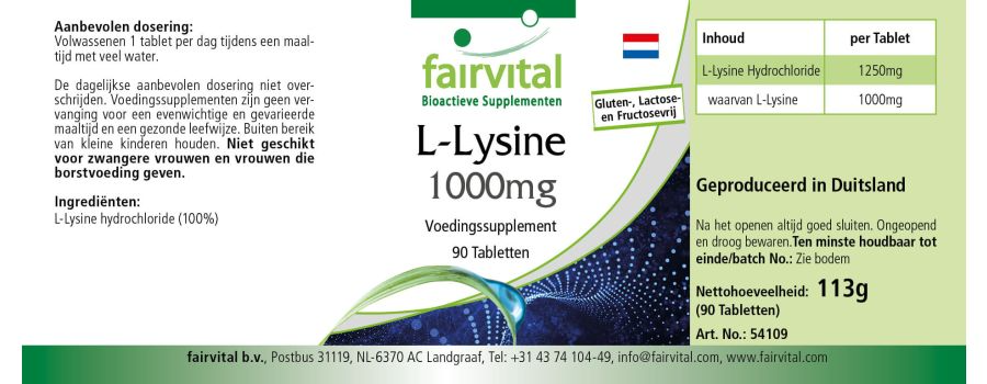 L-Lysin 1000mg - 90 Tabletten - Hochdosiert und Vegan | Fairvital