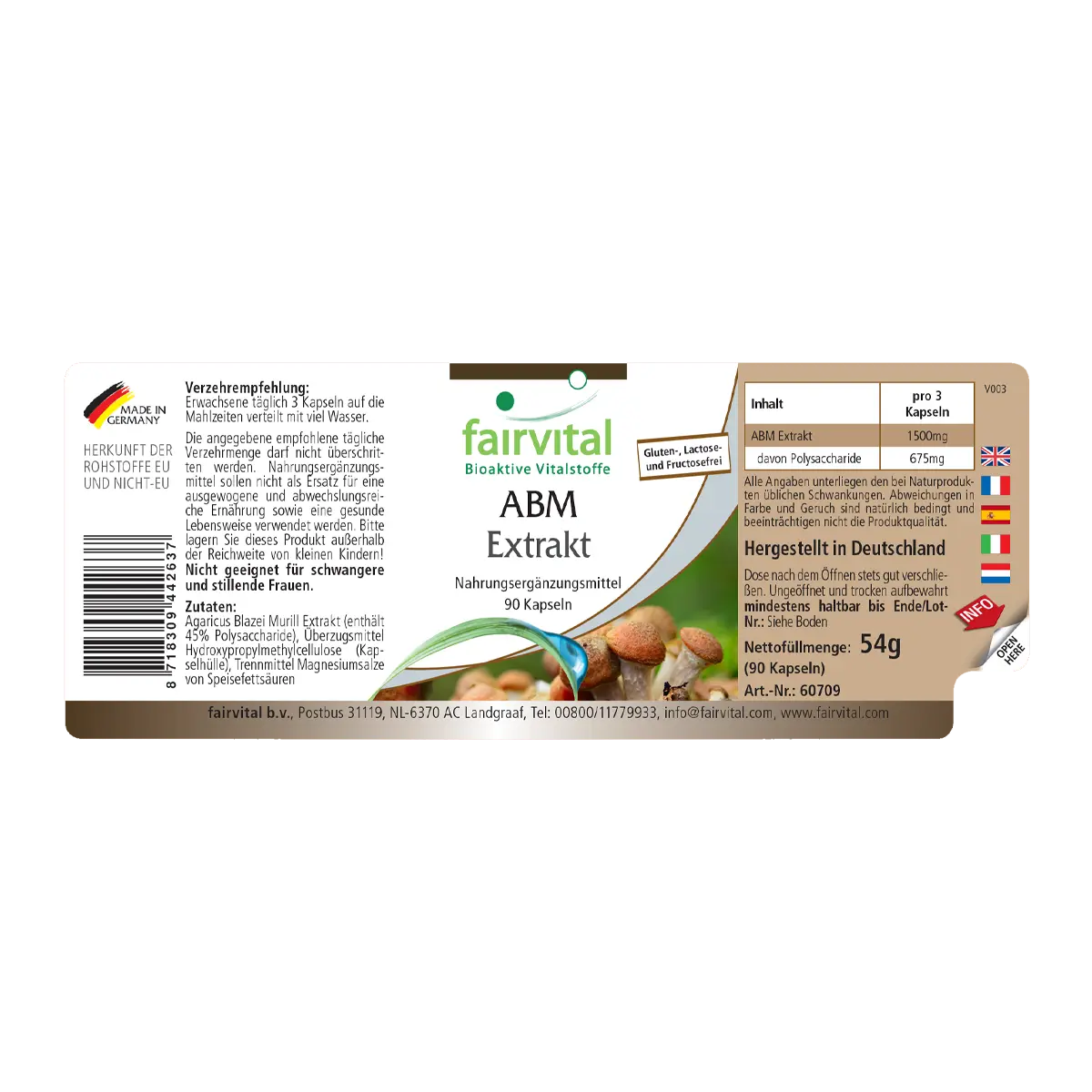 ABM (Agaricus blazei Murill) Extrakt - 90 Kapseln - Hochdosiert und Vegan | Fairvital