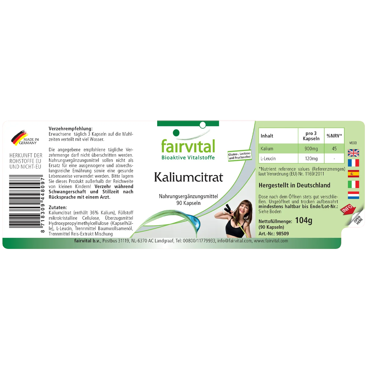 Kaliumcitrat 900mg - 90 Kapseln - Hochdosiert und Vegan | Fairvital