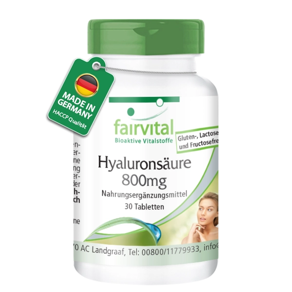 Hyaluronsäure 800mg - 30 Tabletten - Sehr Hochdosiert und Vegan | Fairvital Hyaluronsäure 800mg - 30 Tabletten - Sehr Hochdosiert und Vegan | Fairvital
