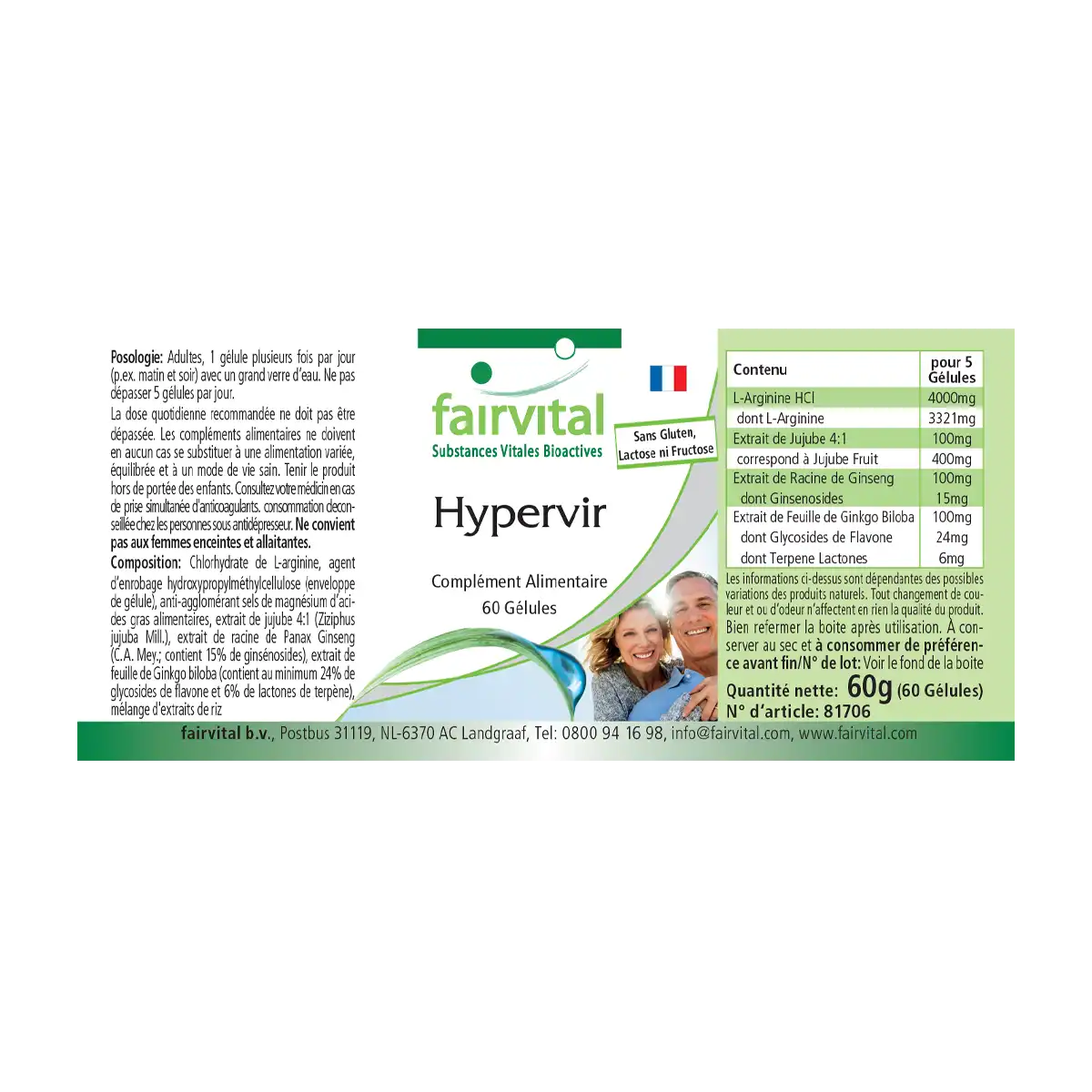Hypervir - 60 Kapseln - mit Gingko & Ginseng - Hochdosiert und Vegan | Fairvital