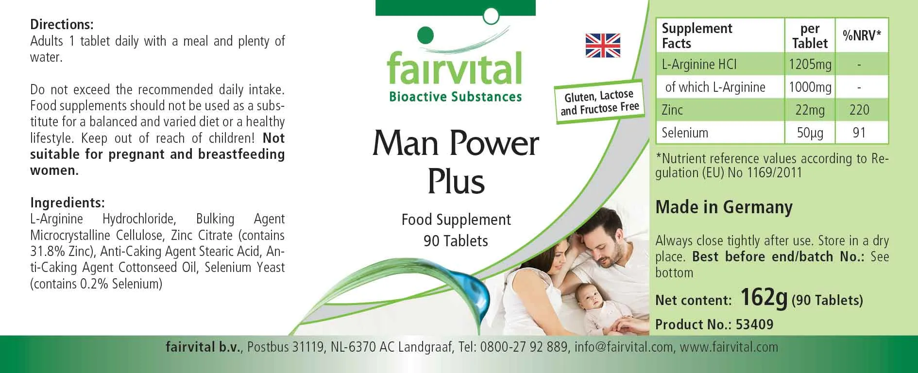 Man Power Plus - 90 Tabletten - mit Zink, Selen - für Haut, Haare, Schilddrüse, Sehkraft, Immunsystem uvm. | Fairvital