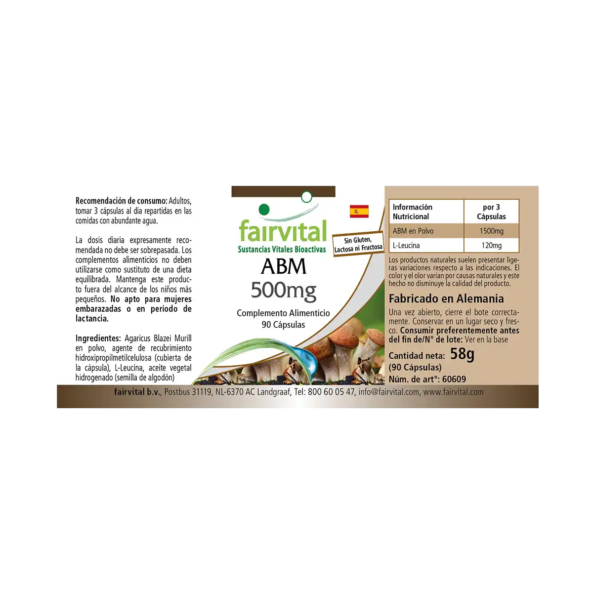 ABM (Agaricus blazei Murill) 500mg - 90 Kapseln - Hochdosiert und Vegan | Fairvital