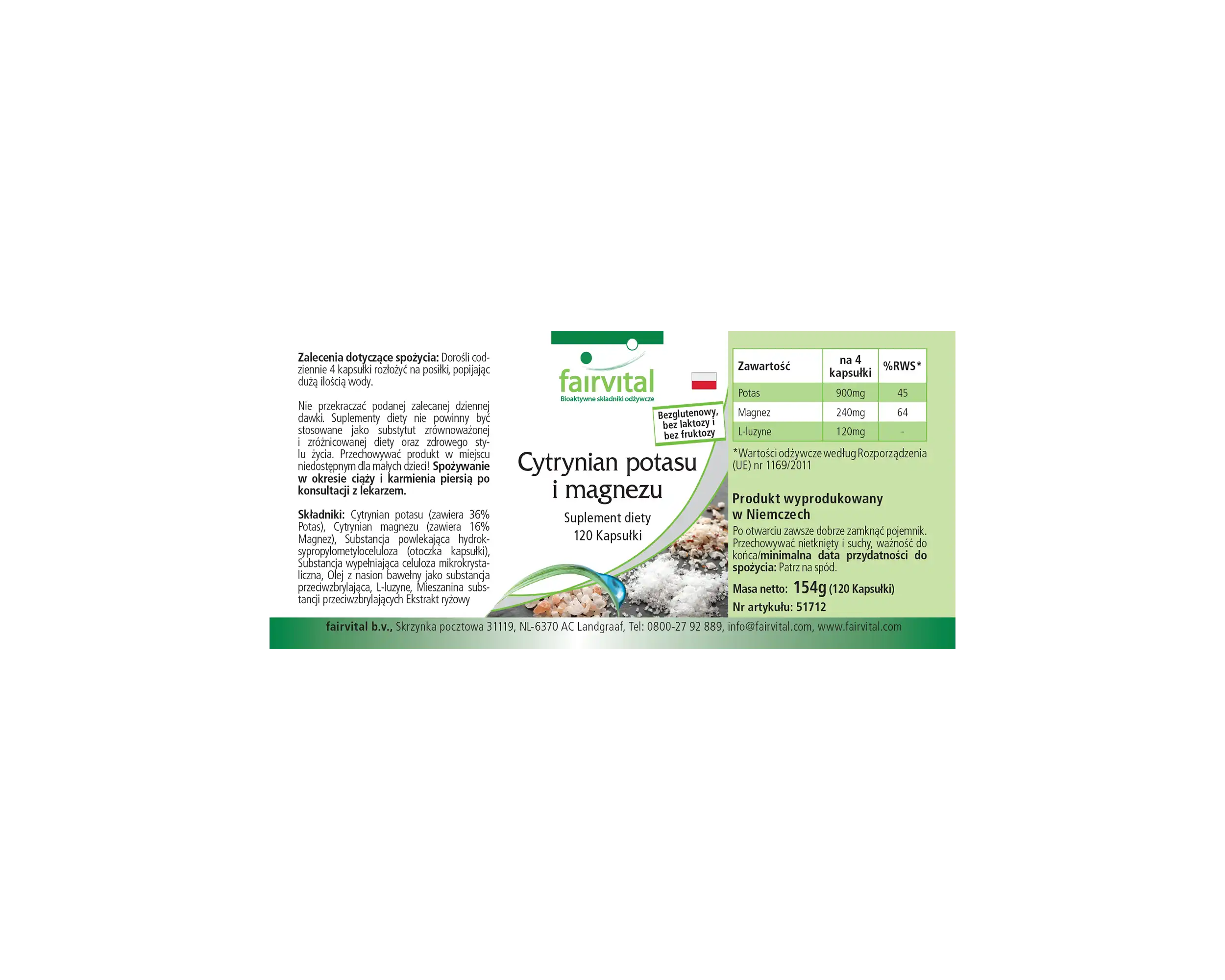 Kalium-Magnesiumcitrat - 120 Kapseln - für Muskeln, Knochen, Blutdruck uvm. - Vegan | Fairvital