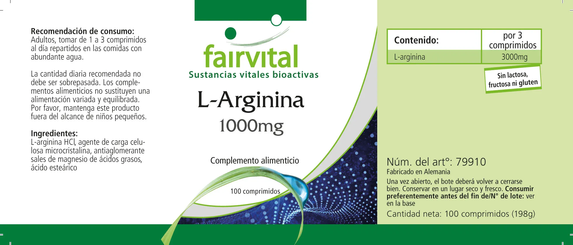 L-Arginin 1000mg - 100 Tabletten - Hochdosiert und Vegan | Fairvital
