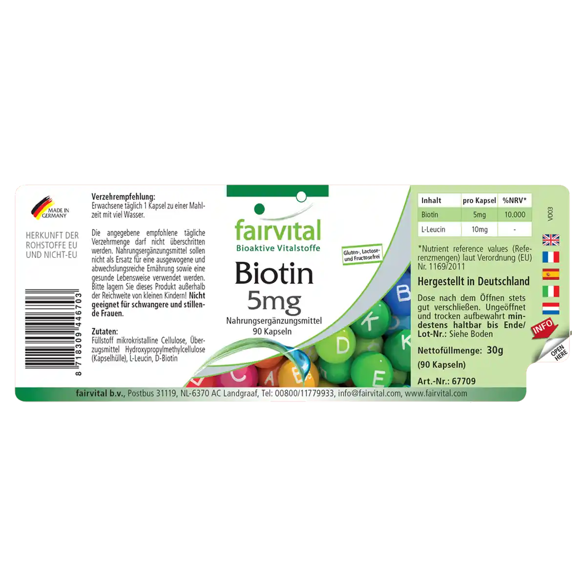 Biotin 5mg  - 90 Kapseln - mit 5000mcg Vitamin B7 pro Kapsel - für Haare, Haut, und Nervensystem - Vegan | Fairvital Biotin 5mg  - 90 Kapseln - mit 5000mcg Vitamin B7 pro Kapsel - für Haare, Haut, und Nervensystem - Vegan | Fairvital