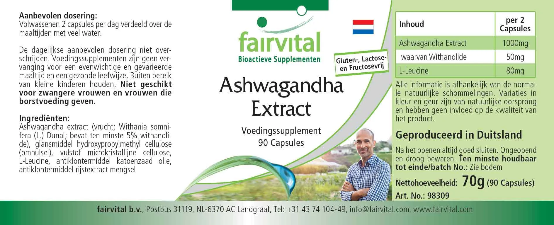 Ashwagandha Extrakt - 90 Kapseln - Hochdosiert und Vegan | Fairvital