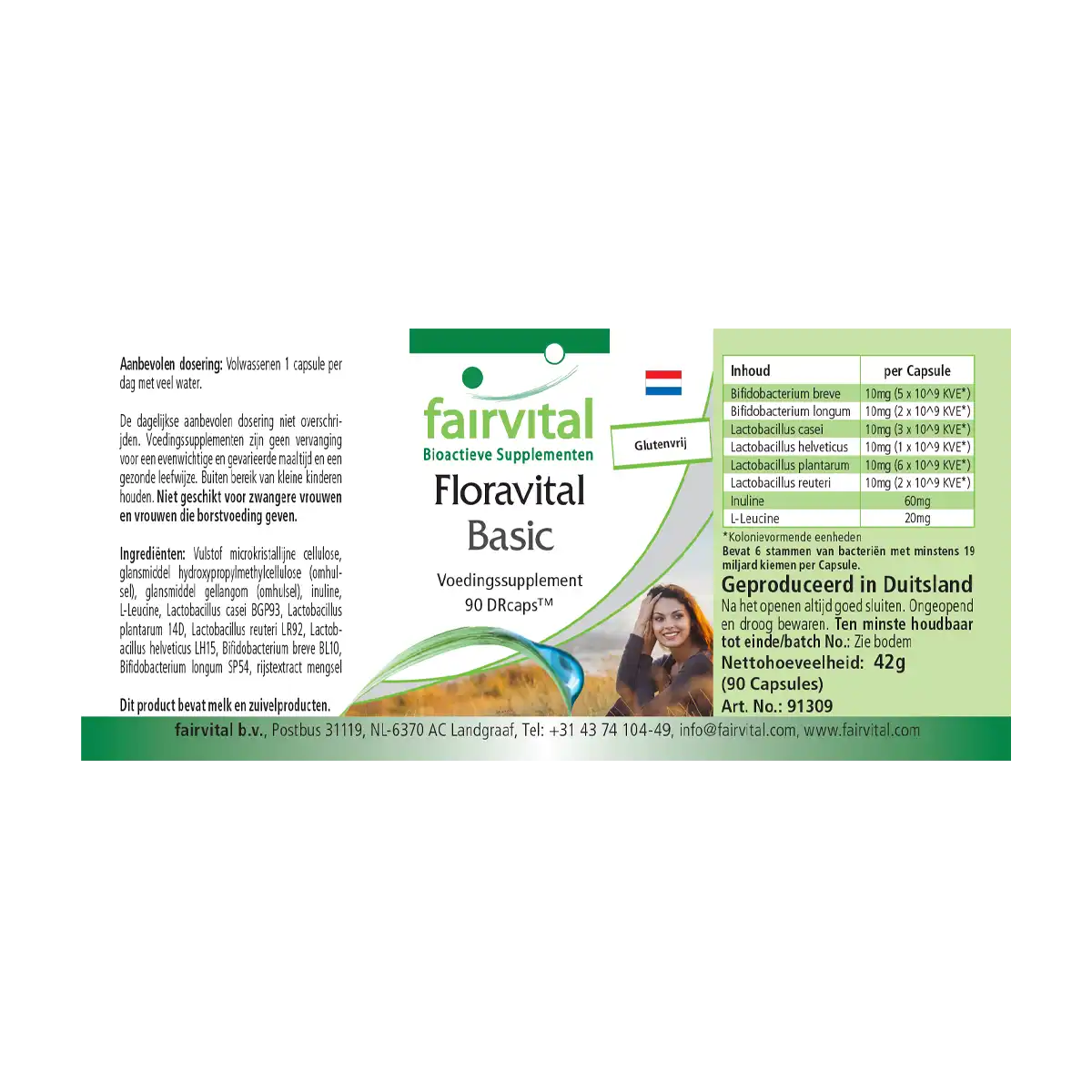 Floravital Basic  - 90 Kapseln - mit Inulin - Lactobacillus & Bifidobakterien | Fairvital