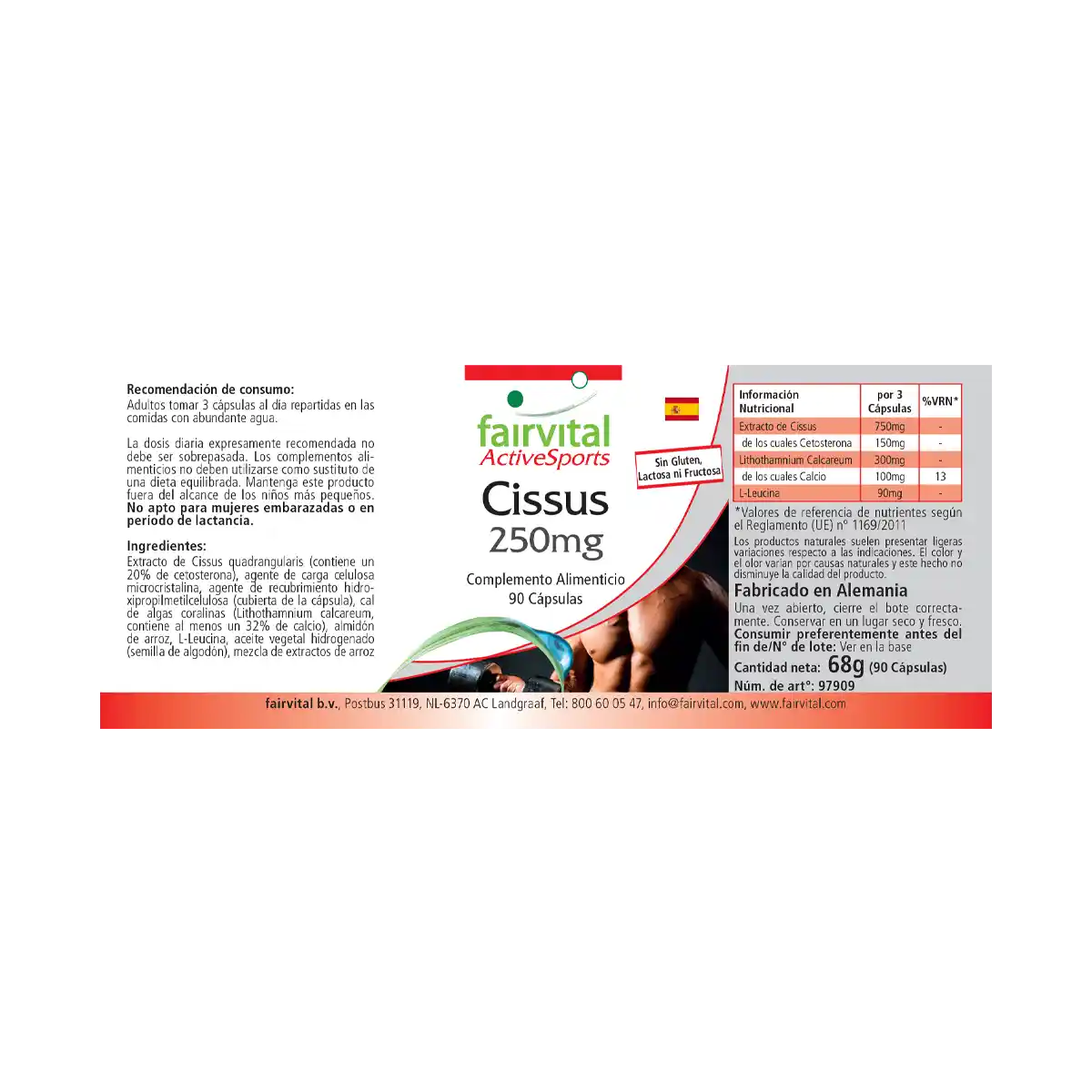 Cissus 250mg - 90 Kapseln - Cissus Quadrangularis - Hochdosiert und Vegan | Fairvital