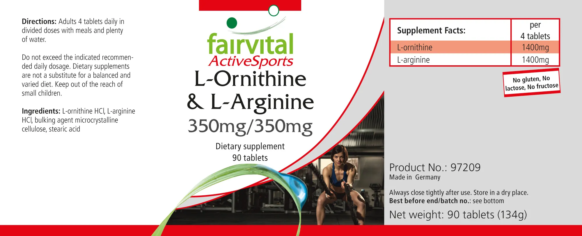L-Ornithin & L-Arginin 350mg/350mg - 90 Tabletten - HOCHDOSIERT - VEGAN - Aminosäuren | Fairvital