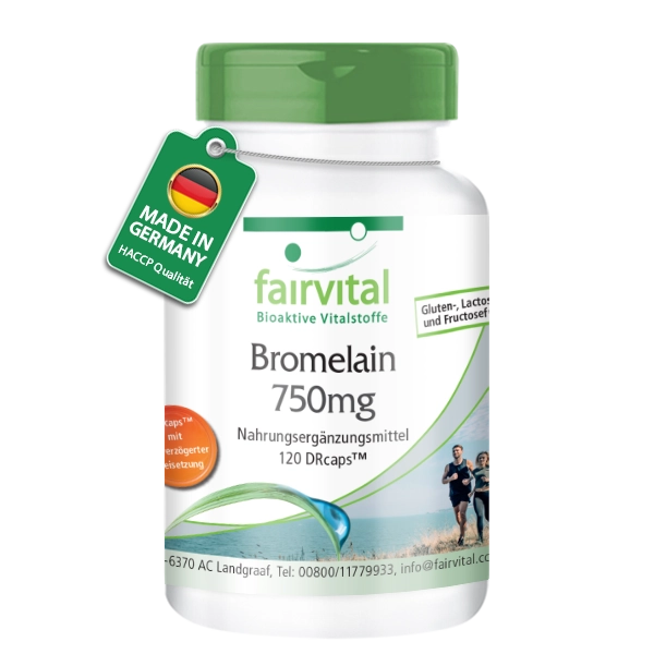 Bromelain 750mg - 120 DRCaps™ - Ananasenzym - Hochdosiert und Vegan | Fairvital