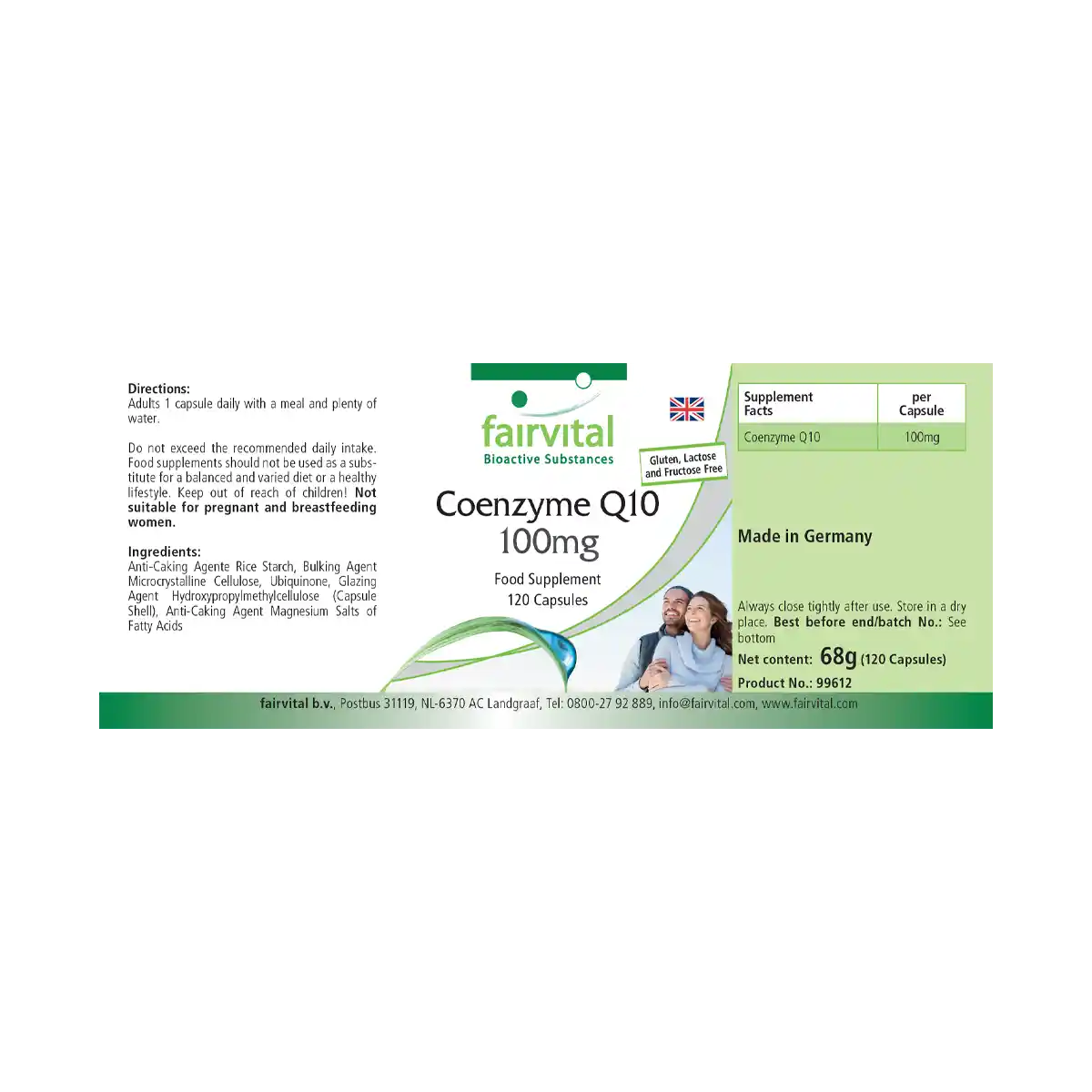 Co-Enzym Q10 100mg - 120 Kapseln - CoQ10 Ubiquinon Kapseln - Hochdosiert und Vegan | Fairvital