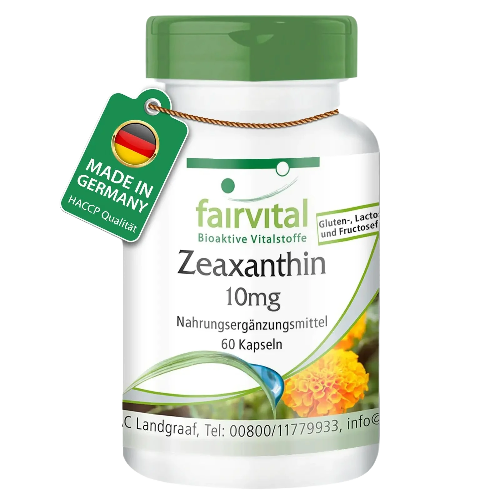 Zeaxanthin 10mg - 60 Kapseln - Hochdosiert und Vegan | Fairvital
