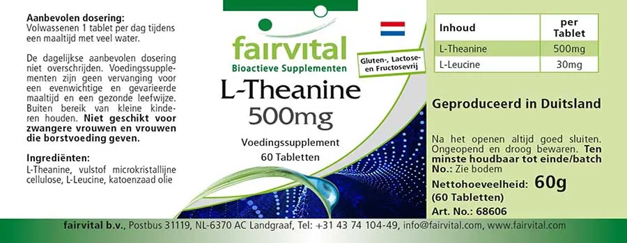 L-Theanin 500mg - 60 Tabletten - Aminosäure - Hochdosiert und Vegan | Fairvital