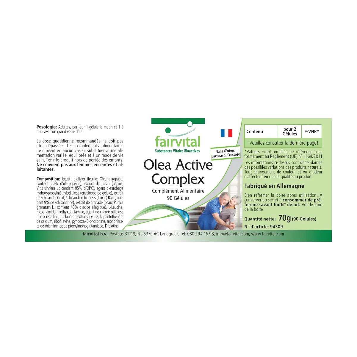 Olea Active Complex- 90 Kapseln- B-Vitamine, Folsäure, Olivenblatt & OPC-Vegan | Fairvital