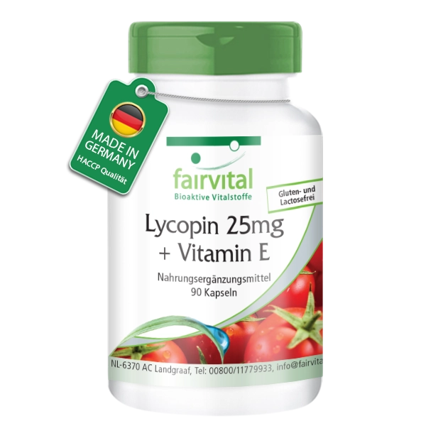 Lycopin 25mg + Vitamin E - 90 Kapseln - für Zellschutz - Vegan | Fairvital