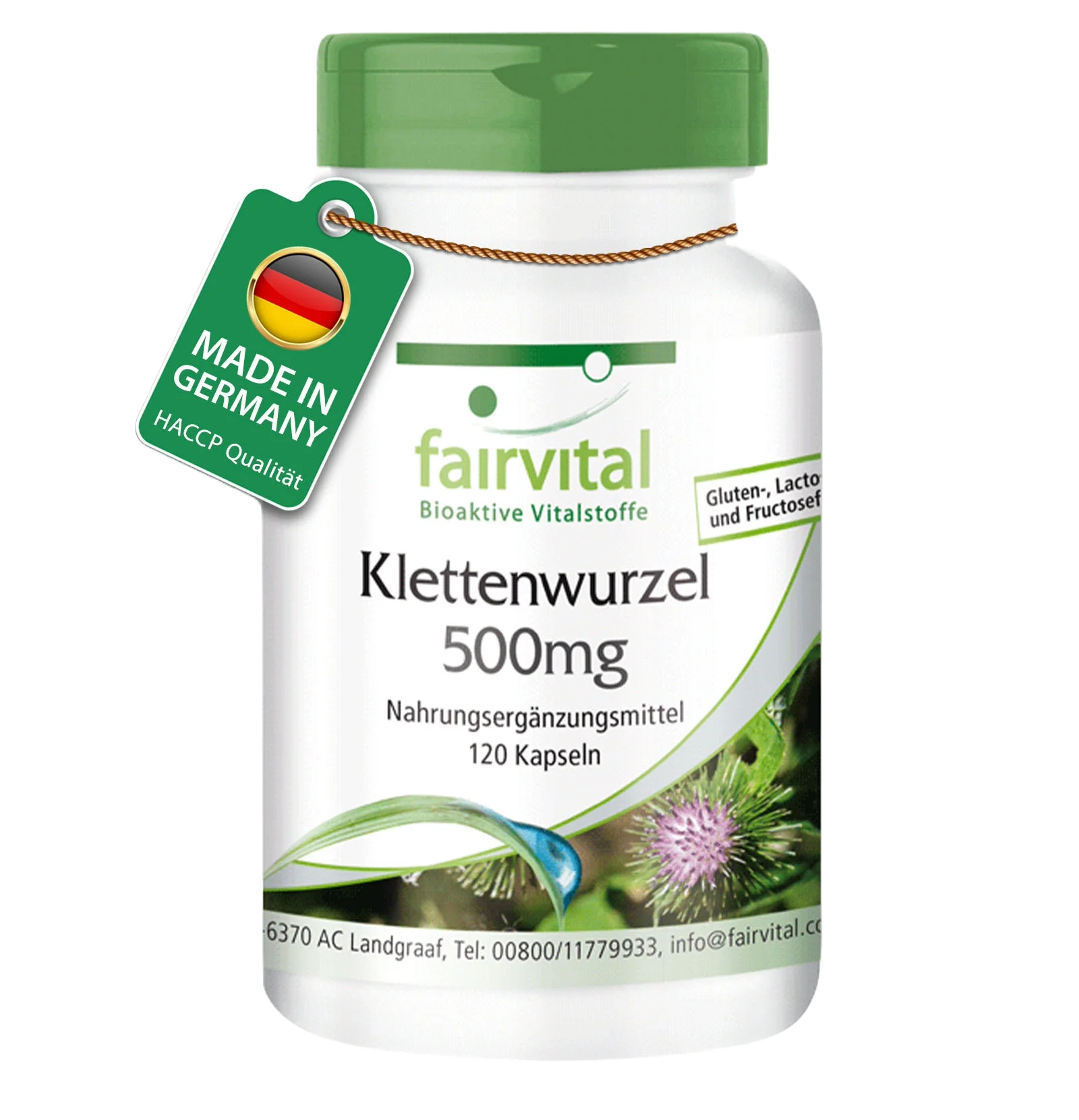 Klettenwurzel 500mg - 120 Kapseln - mit Zink - für Immunsystem, Sehkraft, Haut, Haare uvm. - Vegan | Fairvital