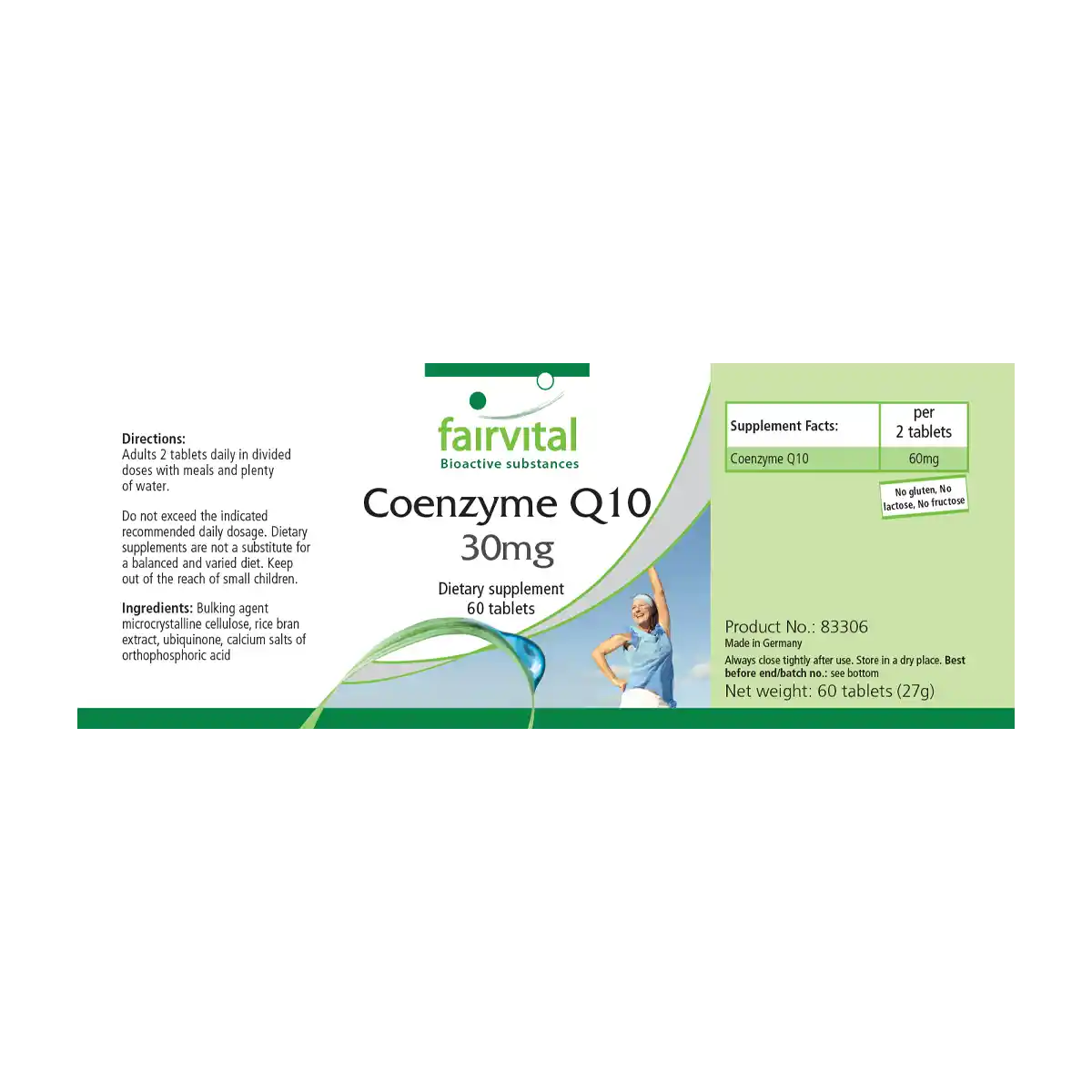 Co-Enzym Q10 30mg  - 60 Tabletten - CoQ10 Ubiquinon Kapseln - Hochdosiert und Vegan | Fairvital