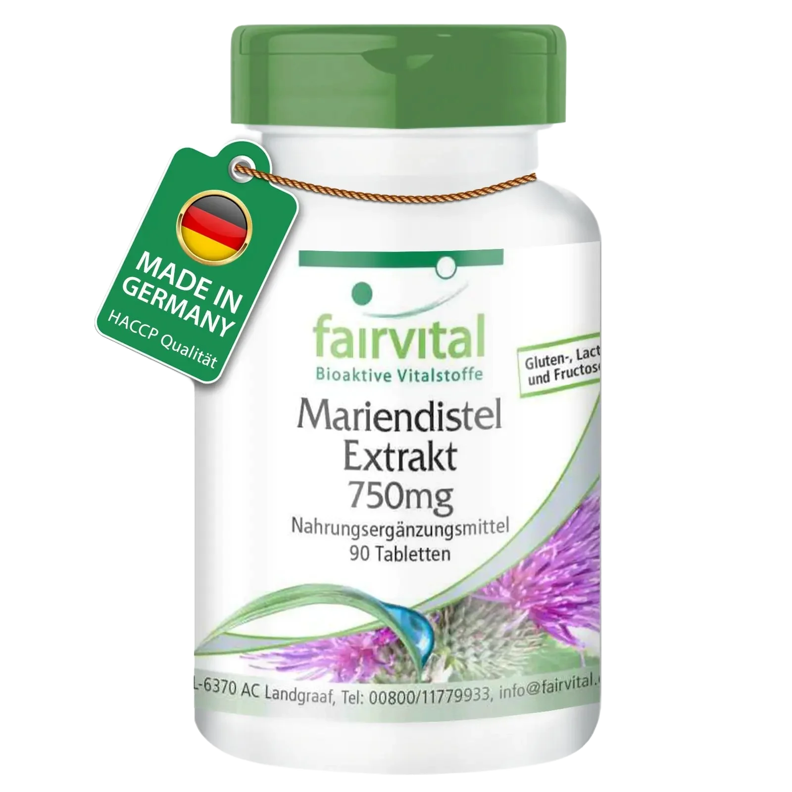 Mariendistel Extrakt 750mg-90 Tabletten-80% Silymarin-Hochdosiert & Vegan | Fairvital