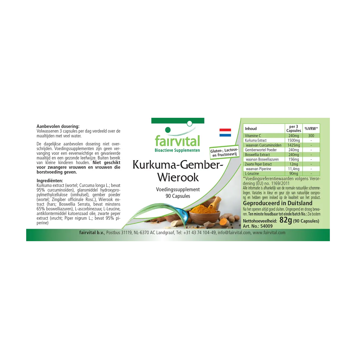Curcuma - Ingwer - Boswellia - 90 Kapseln - mit Vitamin C - für Immunsystem, Kollagenbildung uvm. - Vegan | Fairvital