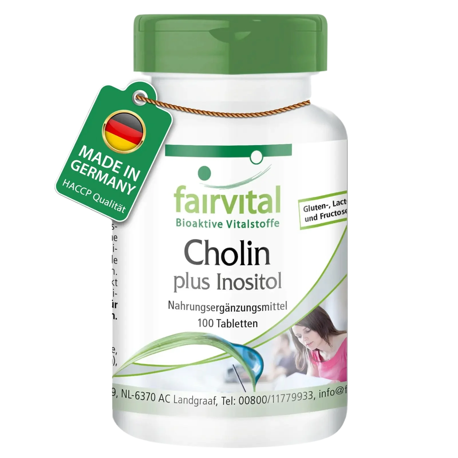Cholin plus Inositol - 100 Tabletten - für Leberfunktion und Fettstoffwechsel - Hochdosiert und Vegan | Fairvital