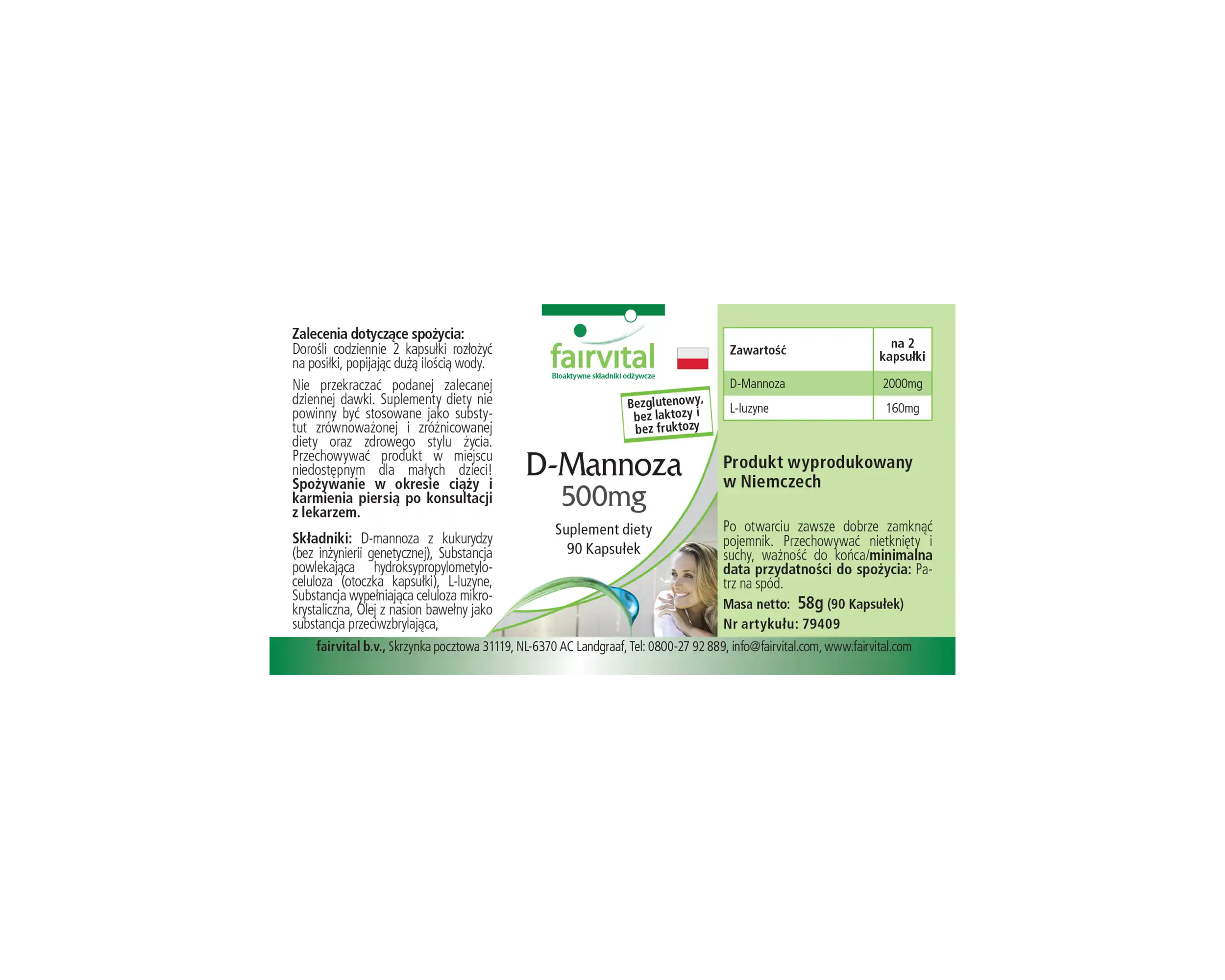 D-Mannose 500mg - 90 Kapseln - natürliches Monosaccharid - Hochdosiert und Vegan | Fairvital
