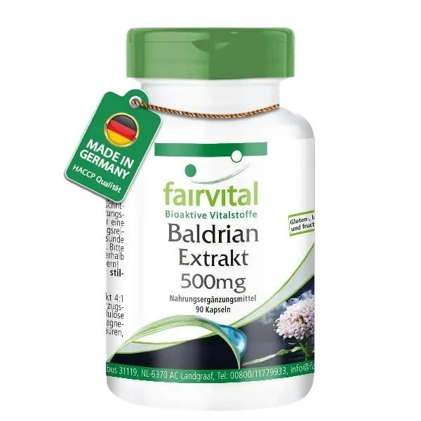 Baldrian Extrakt 500mg - Valeriana Officinalis - 90 Kapseln - Hochdosiert und Vegan | Fairvital