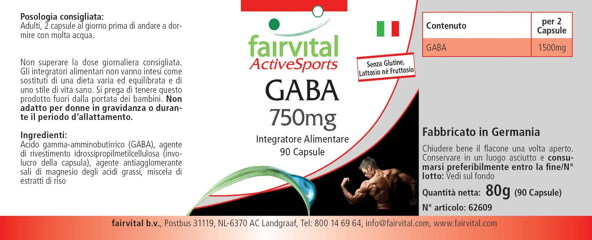 GABA 750mg - 90 Kapseln - Gamma-Aminobuttersäure - Hochdosiert und Vegan | Fairvital