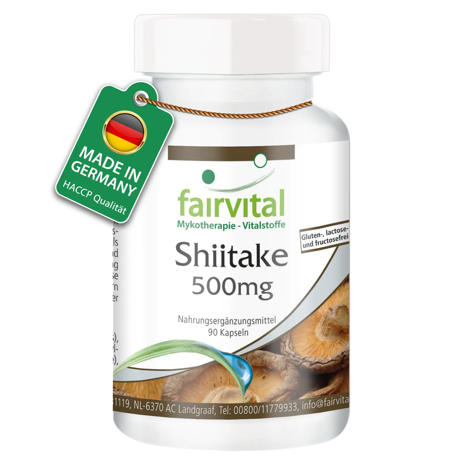 Shiitake 500mg - 90 Kapseln - Lentinula edodes - Hochdosiert und Vegan | Fairvital