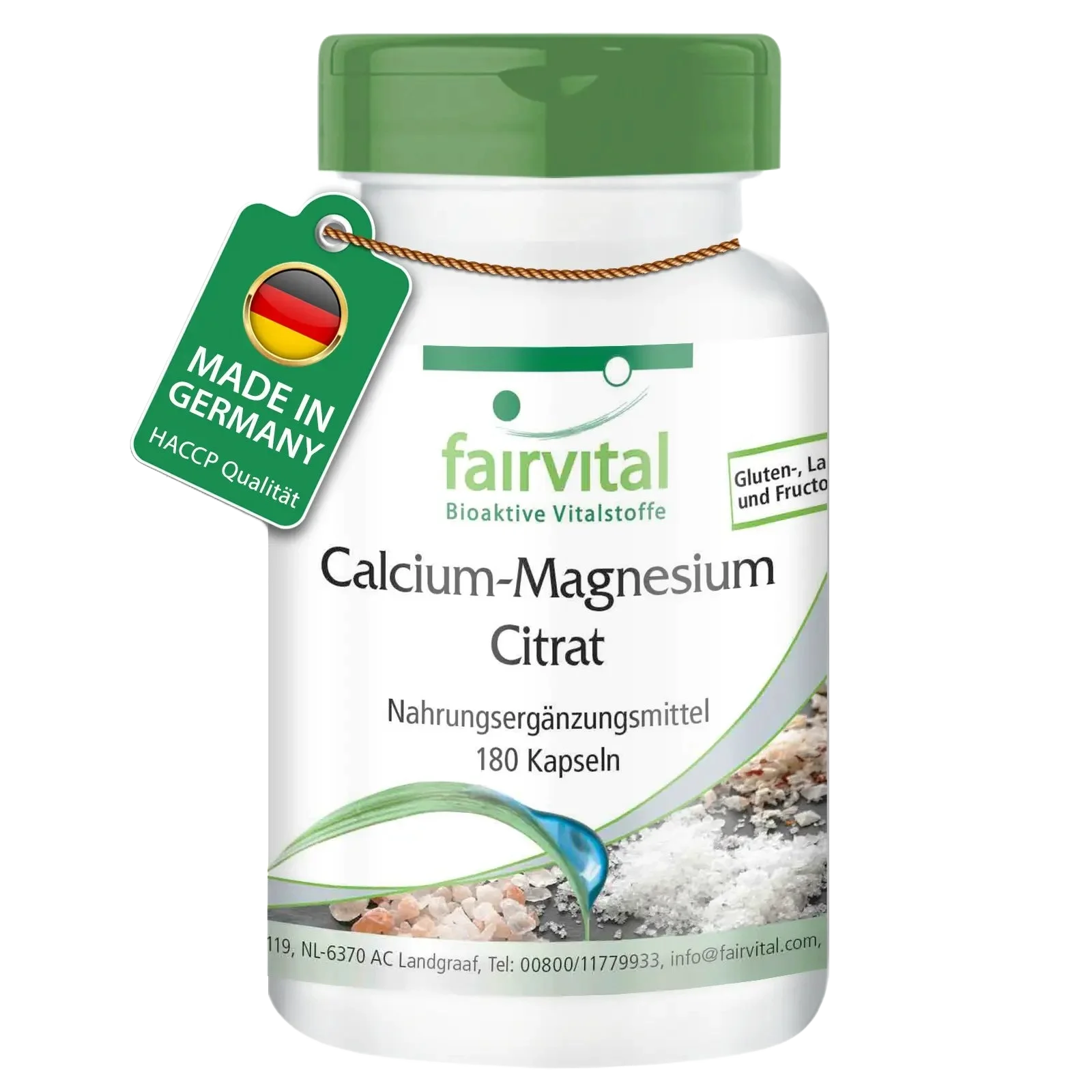 Calcium-Magnesium Citrat - 180 Kapseln - für Knochen, Zähne, Muskeln, Elektrolytgleichgewicht uvm. | Fairvital