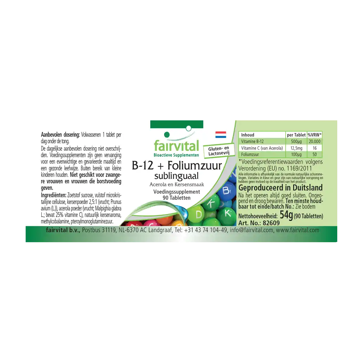 B-12 und Folsäure sublingual - 90 Tabletten - mit Vitamin C - für Immunsystem, gegen Müdigkeit uvm.| Fairvital