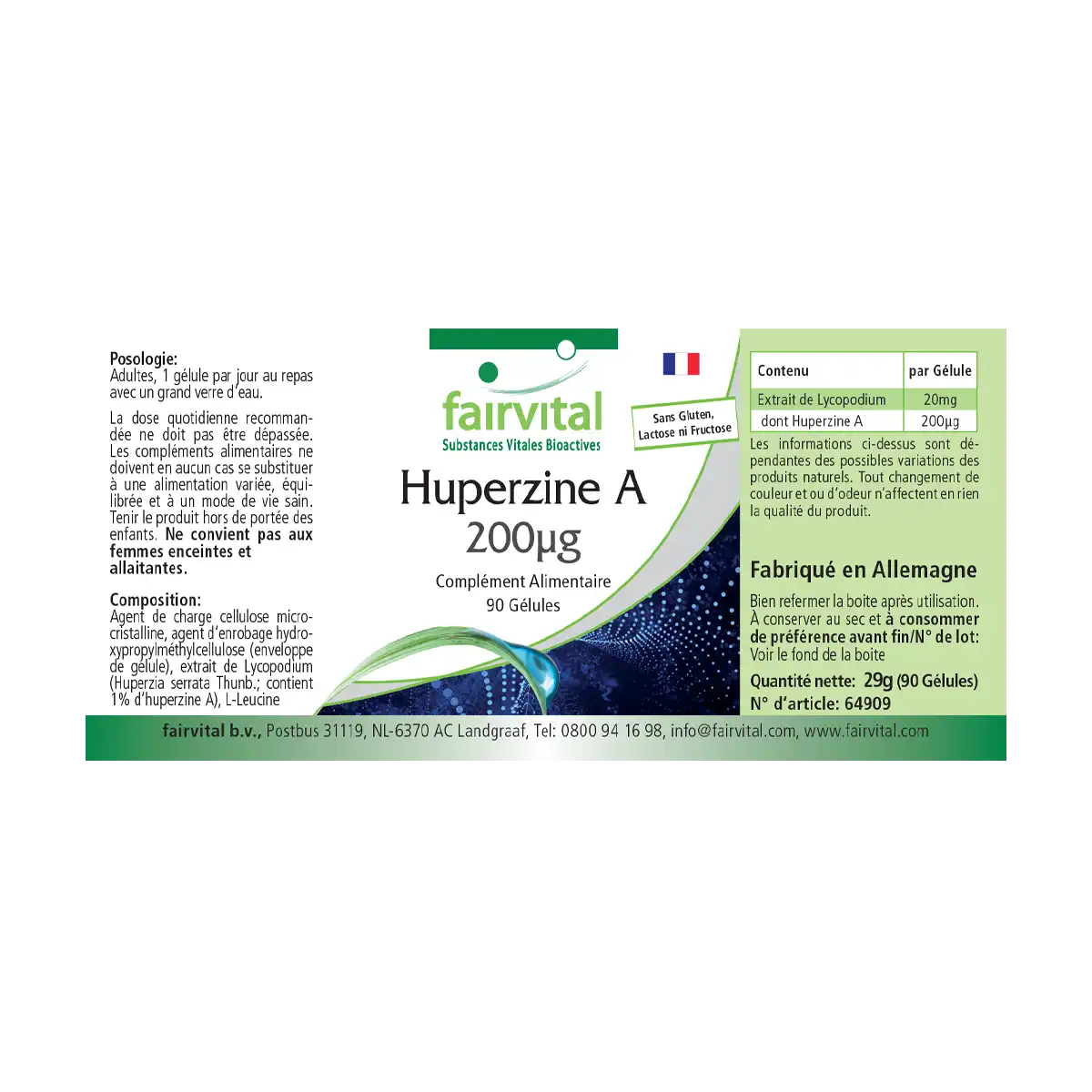 Huperzin A 200µg - 90 Kapseln - aus Bärlapp-Extrakt - Hochdosiert und Vegan | Fairvital