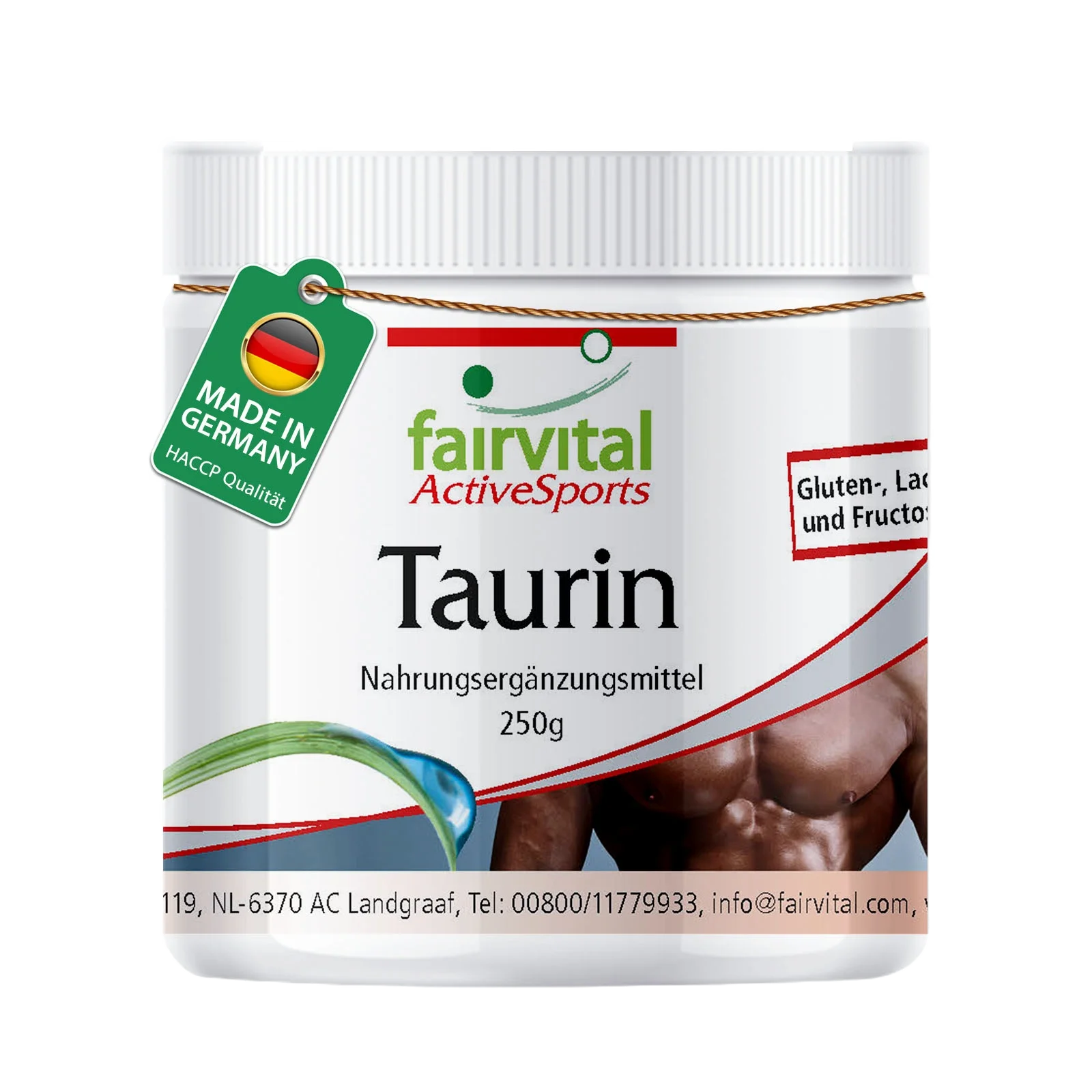 Taurin 250g Pulver - mit Thiamin und Pantothensäure - für Steroidhormonen- und Energiestoffwechsel, Herzfunktion uvm. | Fairvital
