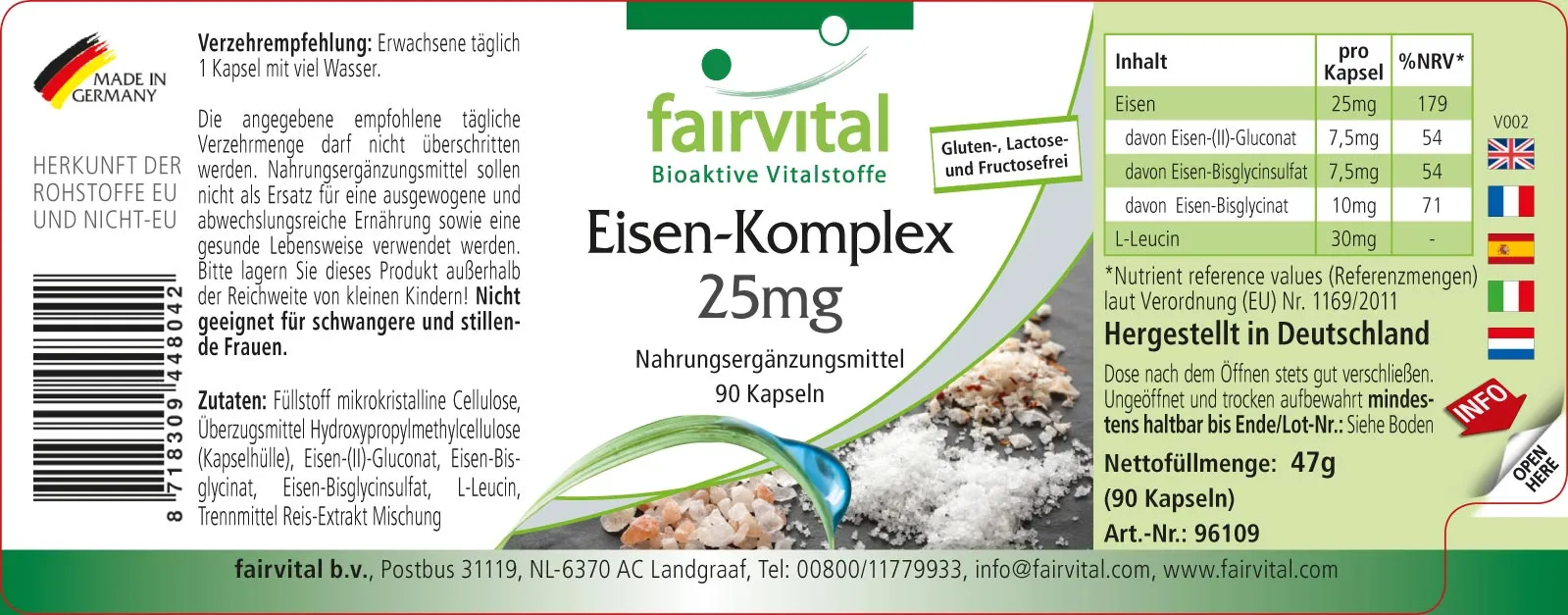 Eisen-Komplex 25mg - 90 Kapseln - Hochdosiert und Vegan | Fairvital