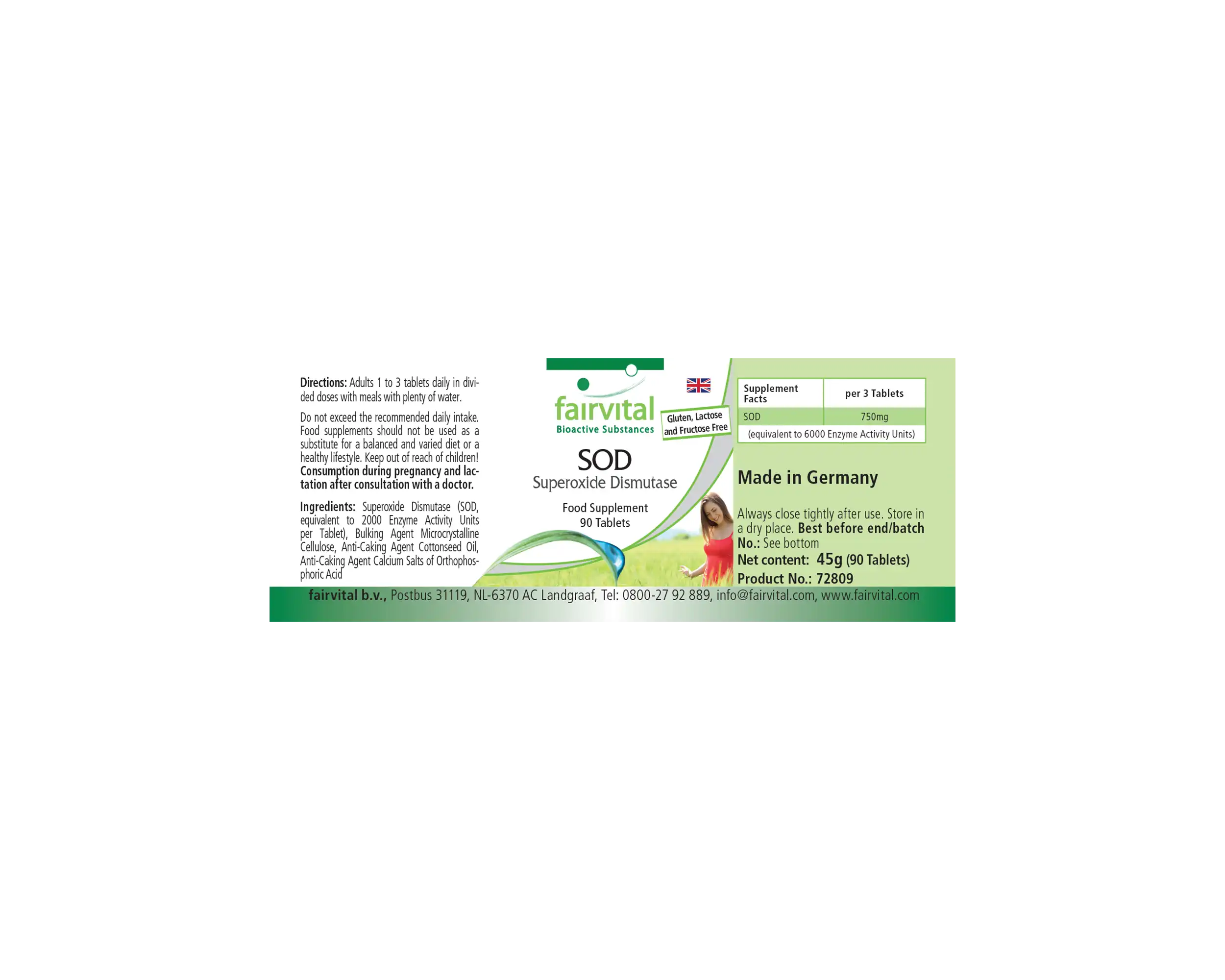 SOD Superoxid-Dismutase - 90 Tabletten - 6.000 F.I.P. pro Tagesdosis - Hochdosiert und Vegan | Fairvital