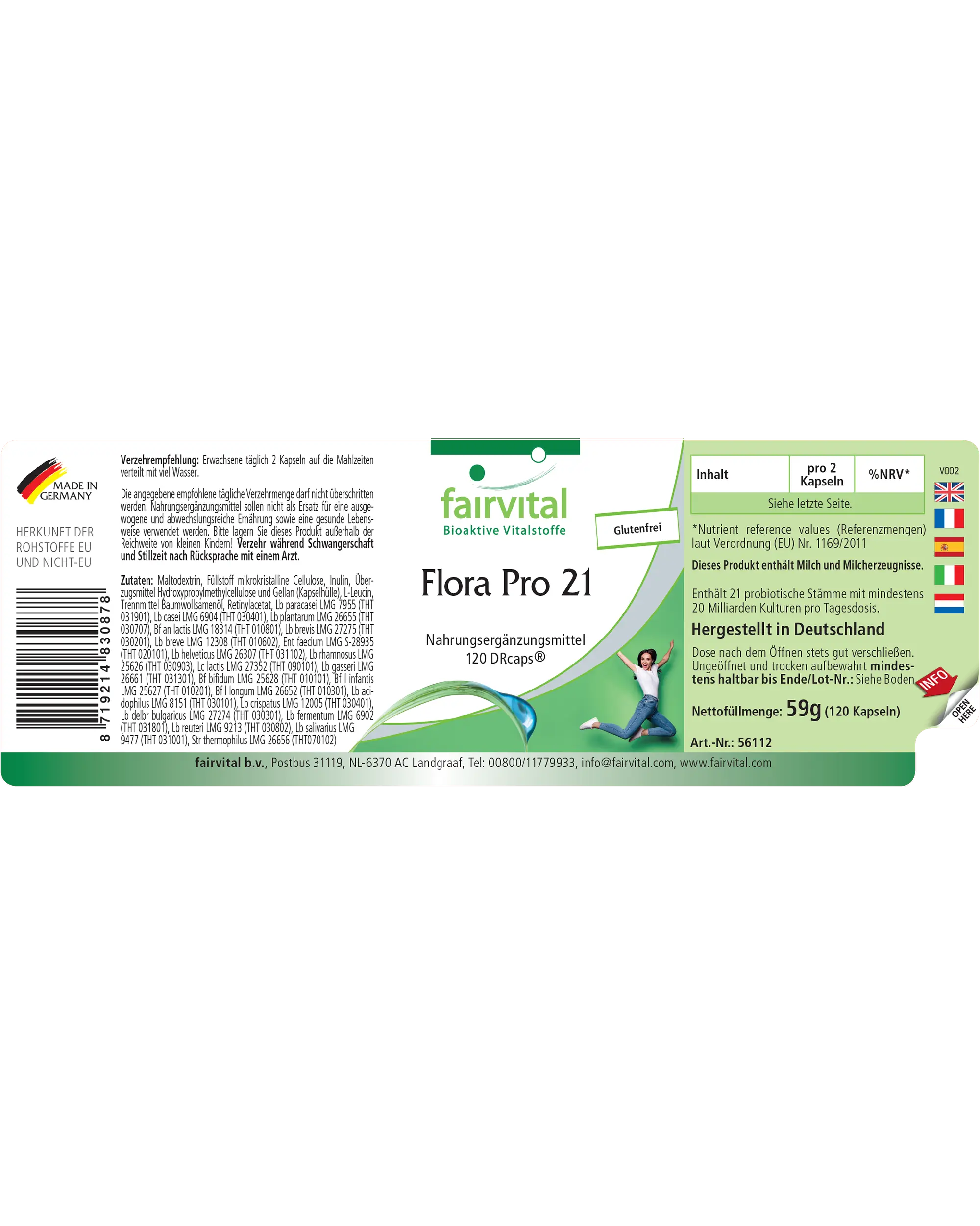 Flora Pro 21 - 120 DRcaps - Bakterienkulturen-Komplex - 21 Bakterienstämme - Hochdosiert | Fairvital