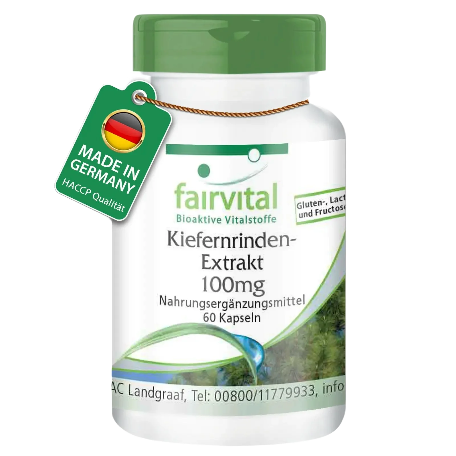 Kiefernrinden-Extrakt 100mg- 60 Kapseln - 95% Proanthocyanidine - VEGAN | Fairvital
