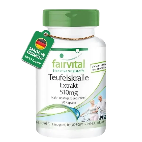 Teufelskralle Extrakt 510mg - 90 Kapseln - Harpagophytum procumbens - Hochdosiert und Vegan | Fairvital