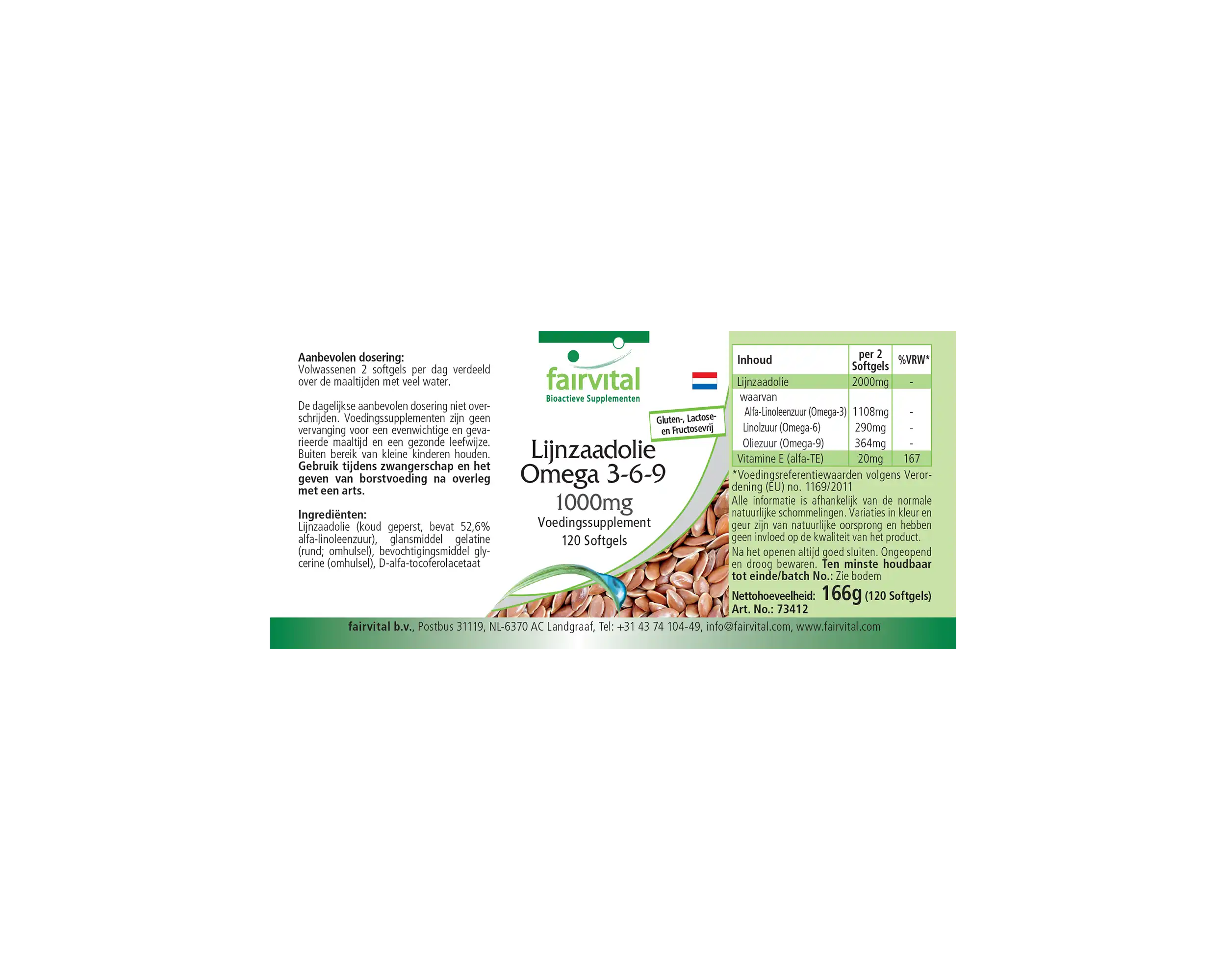 Flachsöl Leinöl Omega 3-6-9 - mit Vitamin E - 120 Softgels - für Zellschutz vor oxidativem Stress - Hochdosiert | Fairvital