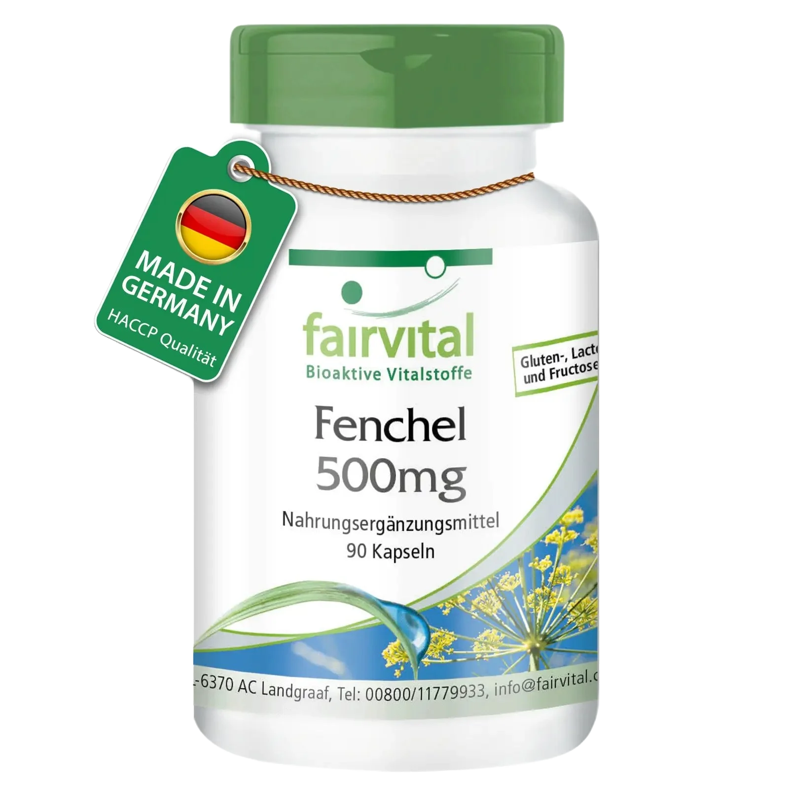 Fenchel 500mg - 90 Kapseln - Foeniculum vulgare Miller - Vegan | Fairvital