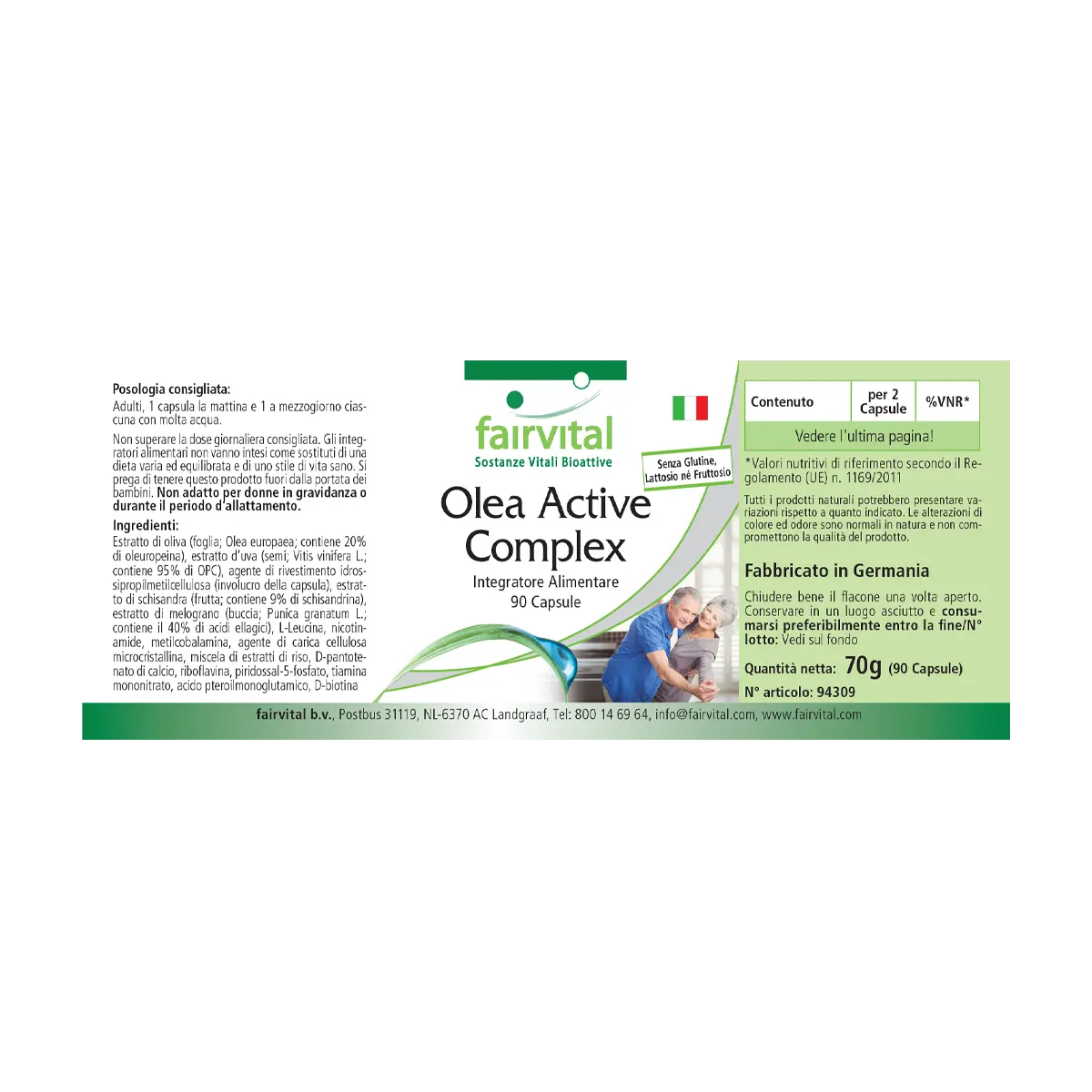 Olea Active Complex- 90 Kapseln- B-Vitamine, Folsäure, Olivenblatt & OPC-Vegan | Fairvital