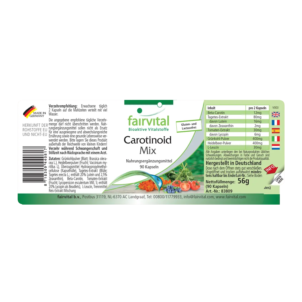 Carotinoid Mix mit Anthocyanen - 90 Kapseln - natürliche Carotinoide - Hochdosiert und Vegan | Fairvital