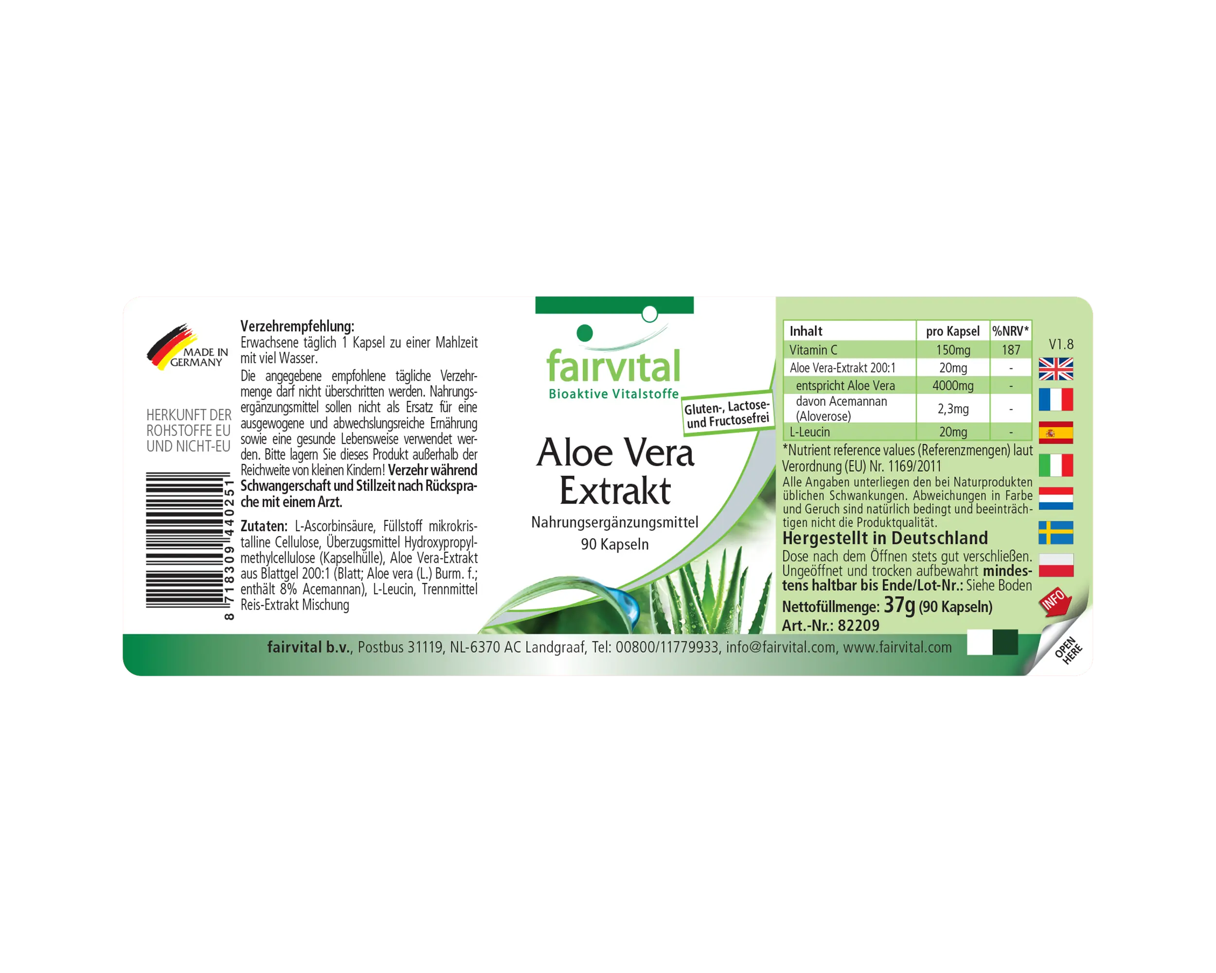 Aloe Vera Extrakt mit Vitamin C fürs Immunsystem - Hochdosiert und Vegan | Fairvital