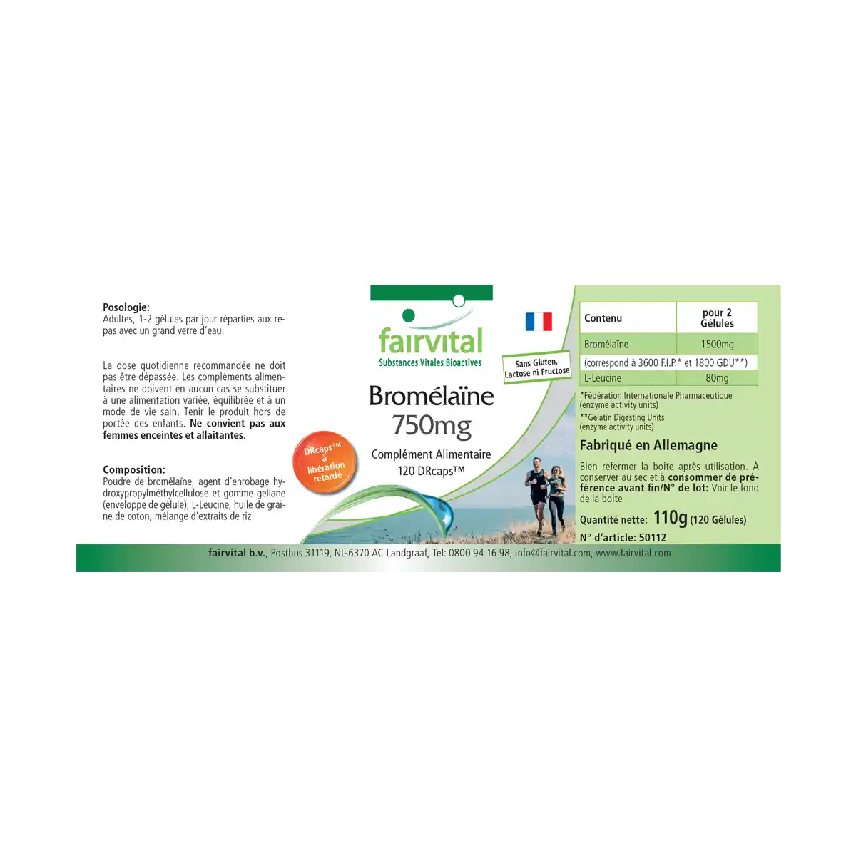 Bromelain 750mg - 120 DRCaps™ - Ananasenzym - Hochdosiert und Vegan | Fairvital