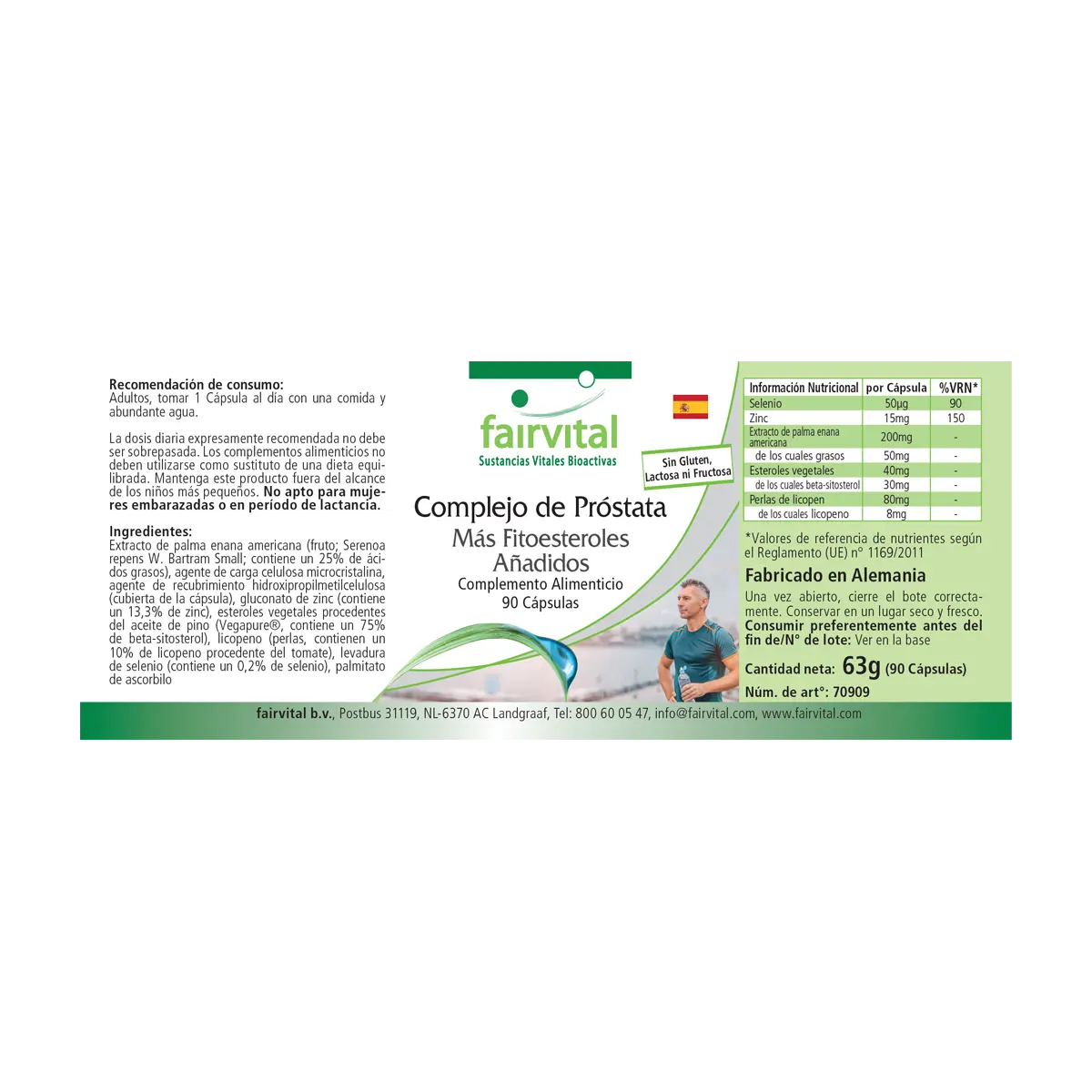 Prosta Komplex + zugesetzte Pflanzensterole - 90 Kapseln - mit Zink, Selen - für Immunsystem, Zellteilung uvm. | Fairvital