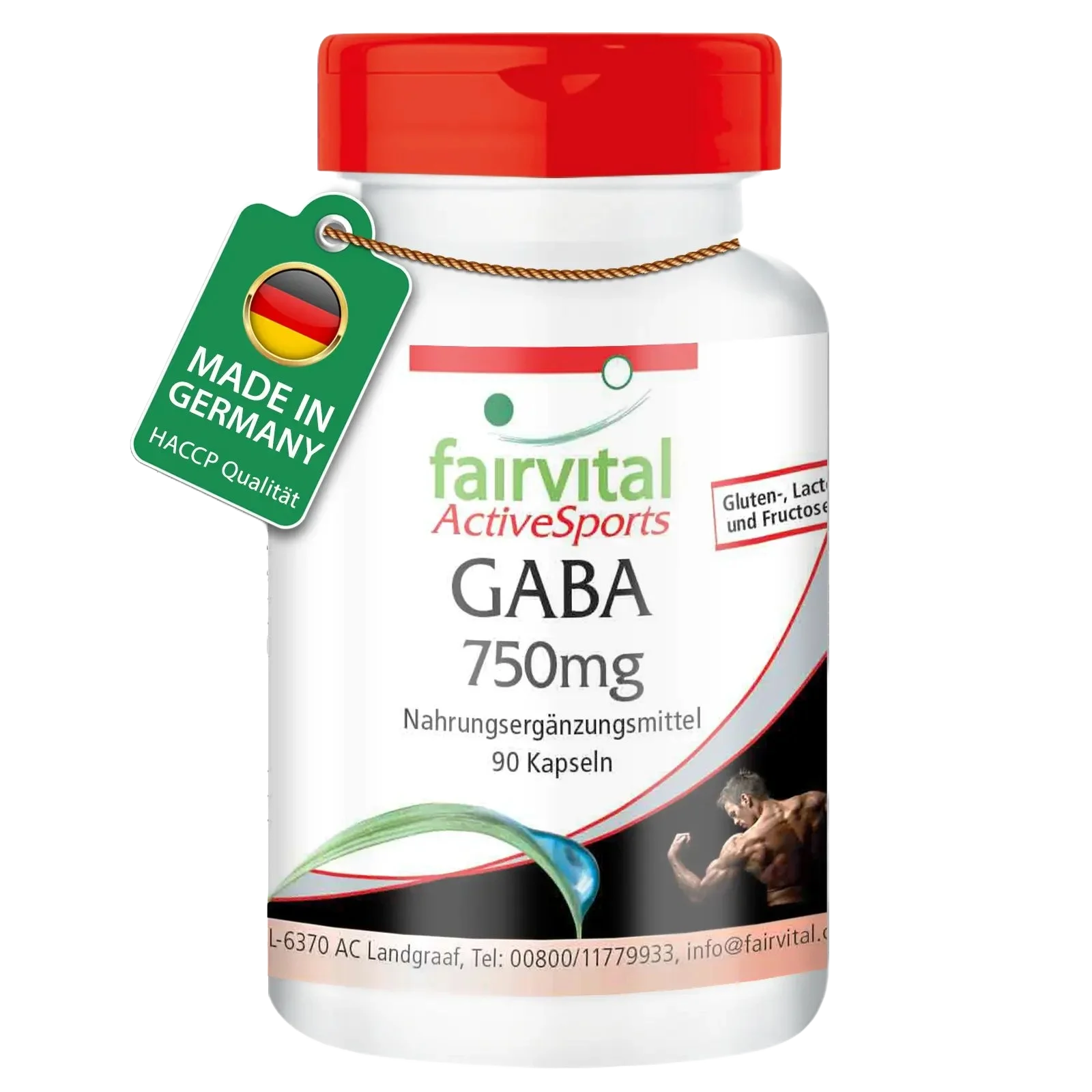 GABA 750mg - 90 Kapseln - Gamma-Aminobuttersäure - Hochdosiert und Vegan | Fairvital