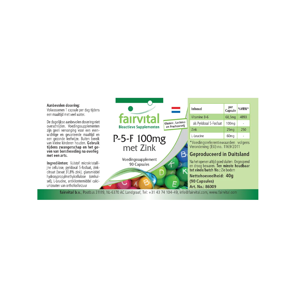 P-5-P 100mg mit Zink - für Immunsystem, Sehkraft, Haar uvm. - Vegan | Fairvital
