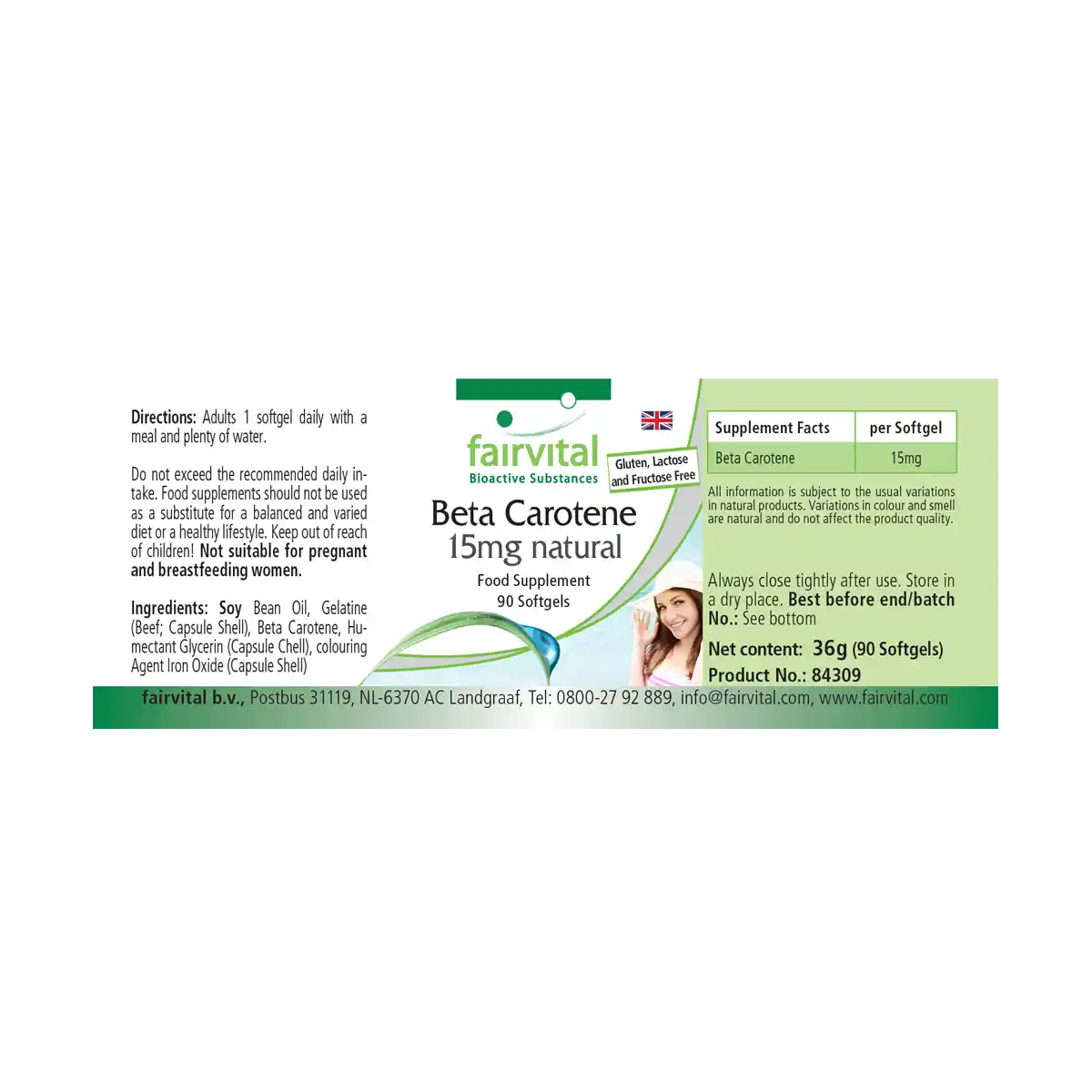 Beta Carotin 15mg natürlich - Beta Carotin 25.000 IE - 90 Softgels - Hochdosiert | Fairvital