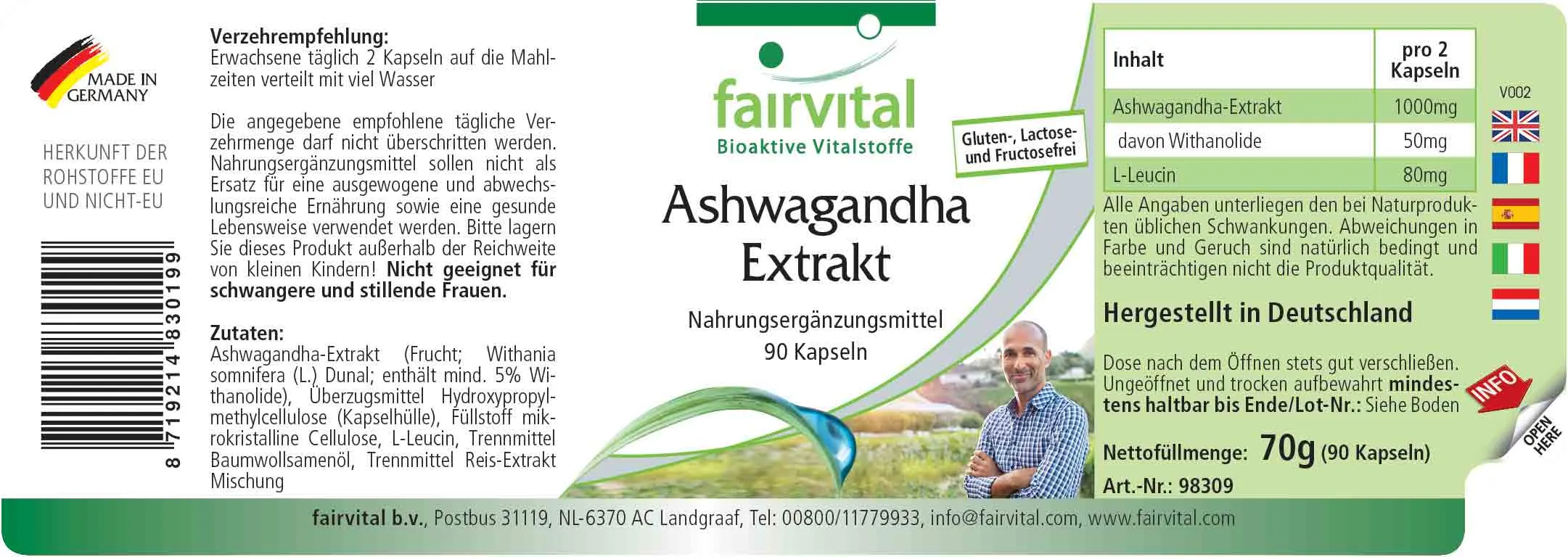 Ashwagandha Extrakt - 90 Kapseln - Hochdosiert und Vegan | Fairvital